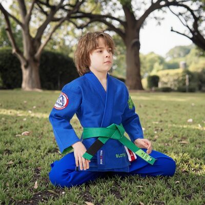 Καλή τιμή Ψηφιακή Εκτύπωση 100% Βαμβάκι 350 GSM Pearl Weave Brazilian Jiu Jitsu Gi Μπλε Για Αγόρια Αθλητικές Διοργανώσεις Πολεμικών Τεχνών σε απευθείας σύνδεση